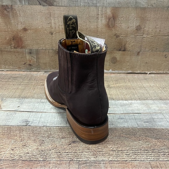 Men's Leather Western Cowboy Half Boot oleobuck moka Rodeo Botin moka 712 - Picture 6 of 6